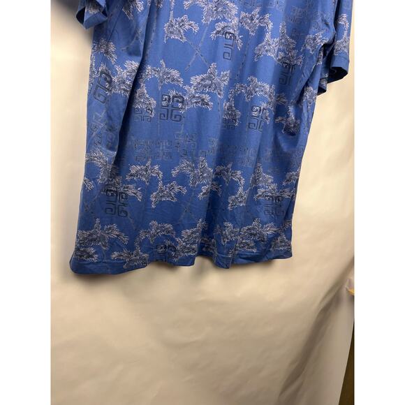 Greg Norman Polo Shirt Blue Palm Tree Print Cotton XL Island Resort Casual - Picture 8 of 8